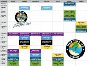 Kids Martial Arts Schedule